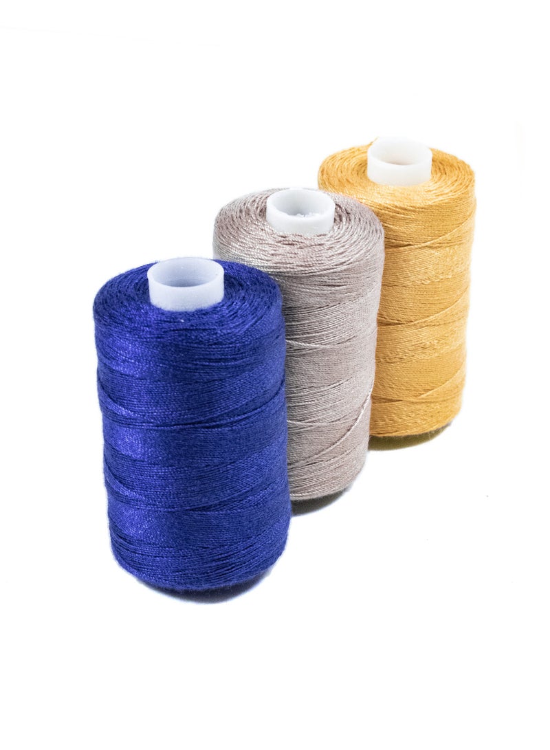 3 Rolls Jeans Sewing Threads – Durable Denim Stitching for DIY Projects (Yellowish Orange, Navy Blue, Light Beige) – 300 Yards Each - Image 1