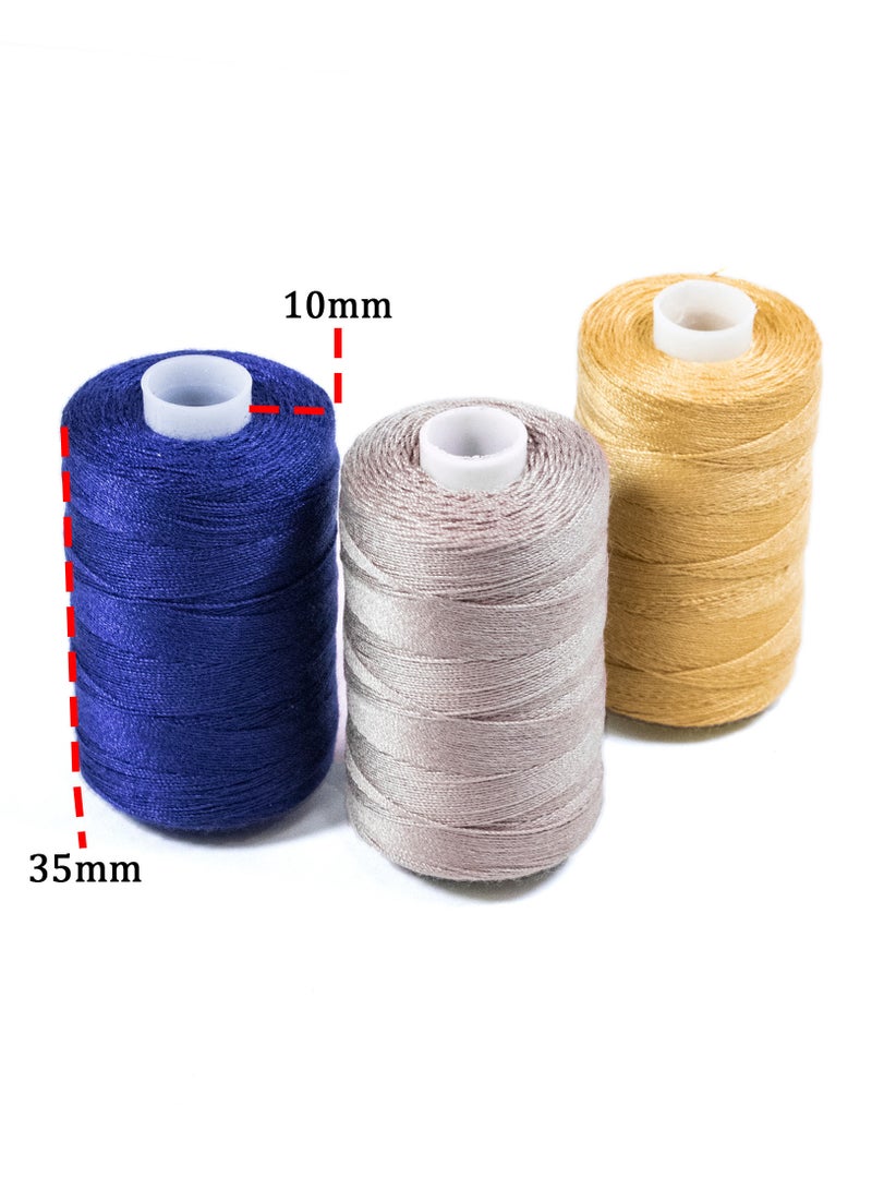 3 Rolls Jeans Sewing Threads – Durable Denim Stitching for DIY Projects (Yellowish Orange, Navy Blue, Light Beige) – 300 Yards Each - Image 2