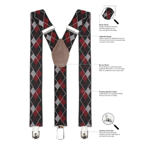 Peluche Upside Funk Black Coloured 3.5cm Strap Width Elastic Suspenders for Men - Image 3