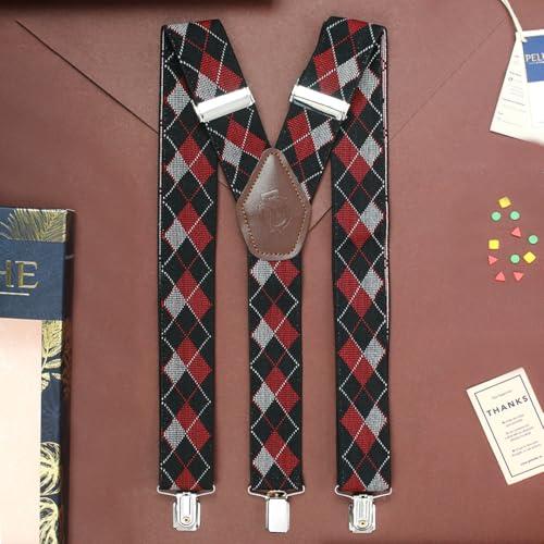 Peluche Upside Funk Black Coloured 3.5cm Strap Width Elastic Suspenders for Men - Image 2