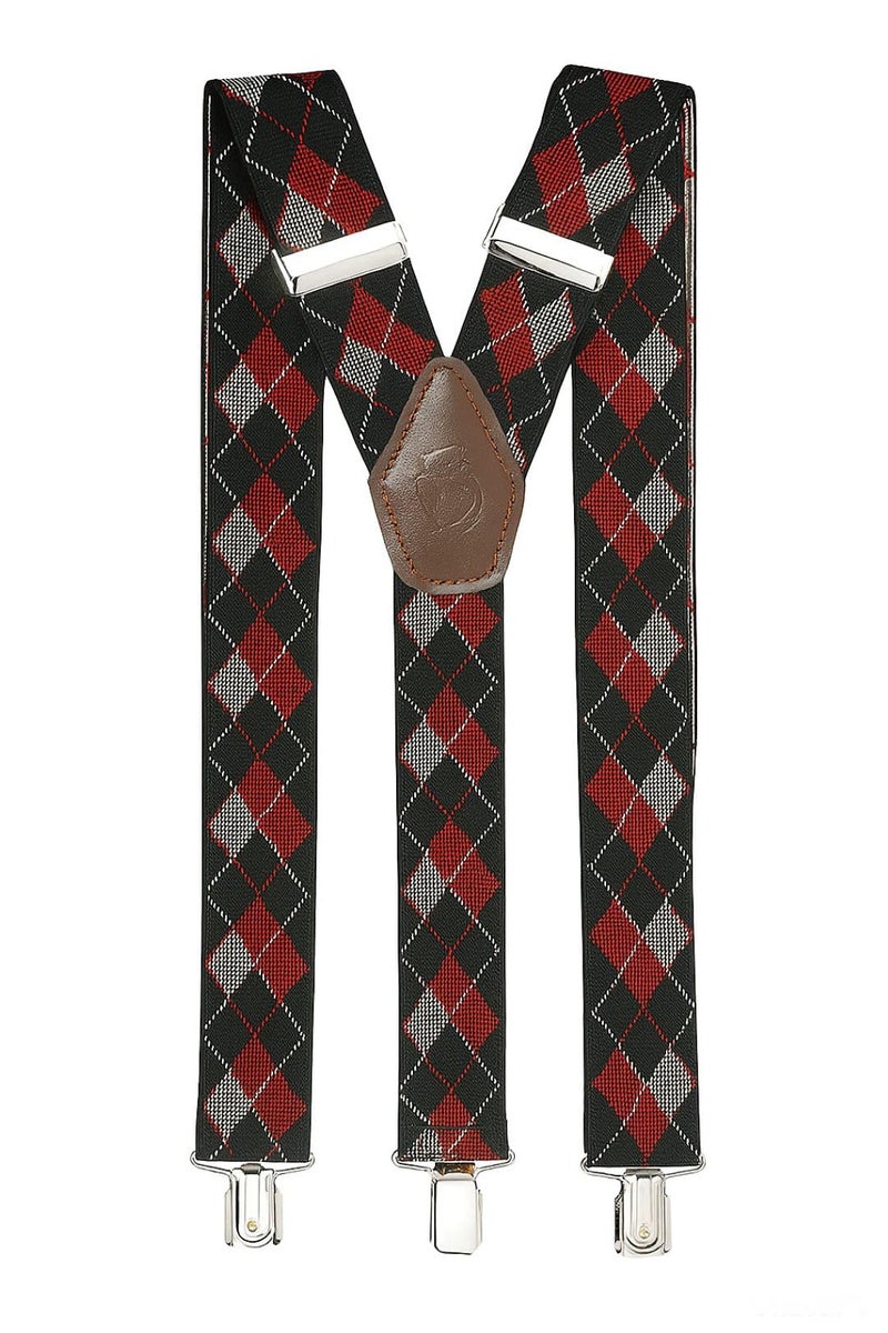 Peluche Upside Funk Black Coloured 3.5cm Strap Width Elastic Suspenders for Men - Image 1