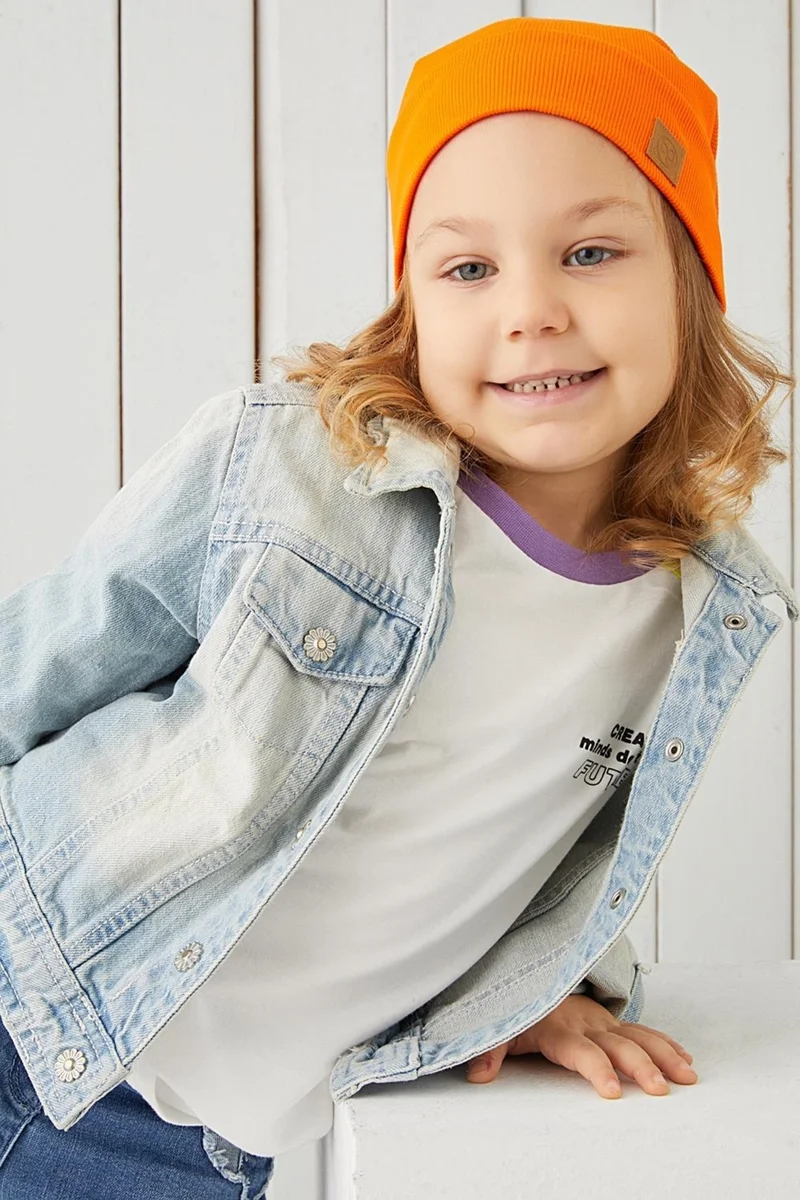 بيبيجيز Orange Boy Rope Hat Beanie Neck Collar Set Cotton Camisole