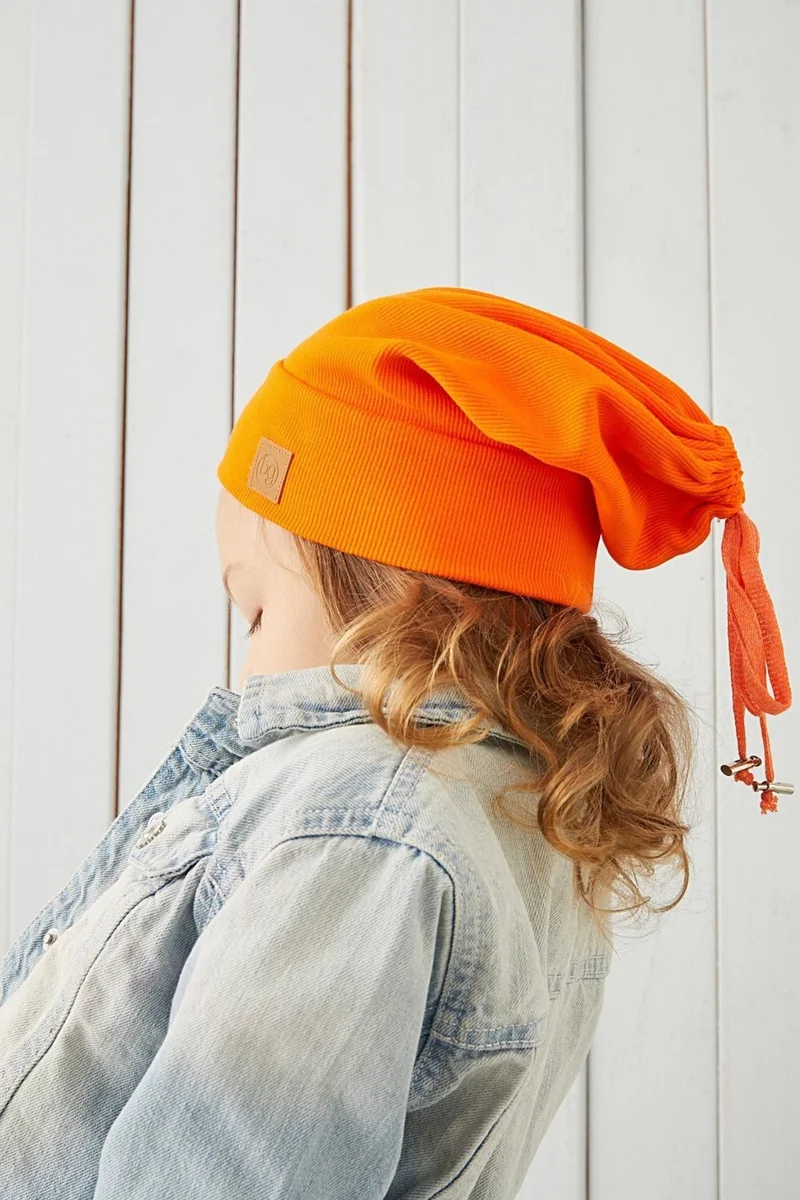 بيبيجيز Orange Boy Rope Hat Beanie Neck Collar Set Cotton Camisole