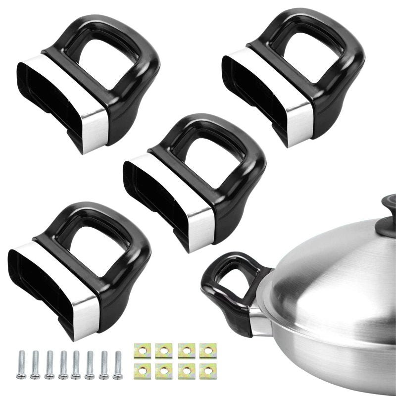 Black Metal Pressure Cooker Side Handles - Durable Construction, Ergonomic Grip, 6.7 X 6.7 X 2 Cm, 1 Or 2 Hole Compatible for Modern Kitchen Appliances - Image 1