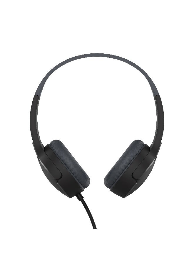 Belkin SoundForm Mini Kids Wired Headphones with USB-C to 3.5mm Dongle, Built-in Mic & Fun Stickers, 85dB Max Volume – for Online Learning, Travel, Compatible with iPhone, iPad, Galaxy, etc - Black black - Image 2