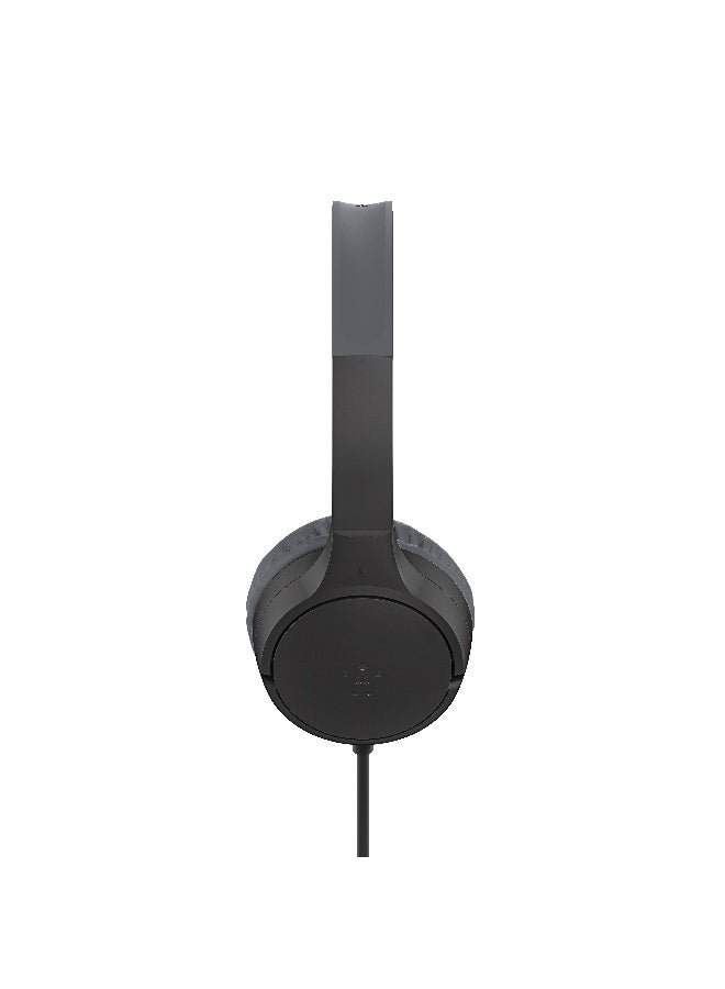 Belkin SoundForm Mini Kids Wired Headphones with USB-C to 3.5mm Dongle, Built-in Mic & Fun Stickers, 85dB Max Volume – for Online Learning, Travel, Compatible with iPhone, iPad, Galaxy, etc - Black black - Image 3