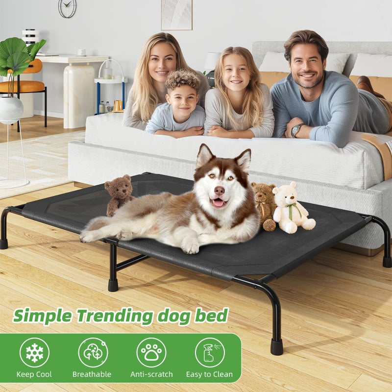Simple Trending سرير كلاب مرتفع بسيط وعصري للكلاب الكبيرة جداً، سرير خارجي مقاوم للماء، 60.25" × 37.25"، أسود - Image 2