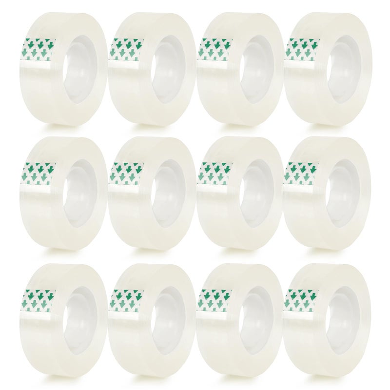 BODFPPC 12 Rolls Clear Tape, Transparent Tape Refills, Gift Wrap Tape 3/4 Inch x 1000 Inch, Clear Tape Refill Rolls for Gift Wrapping, Home, School Office Supplies - Image 1
