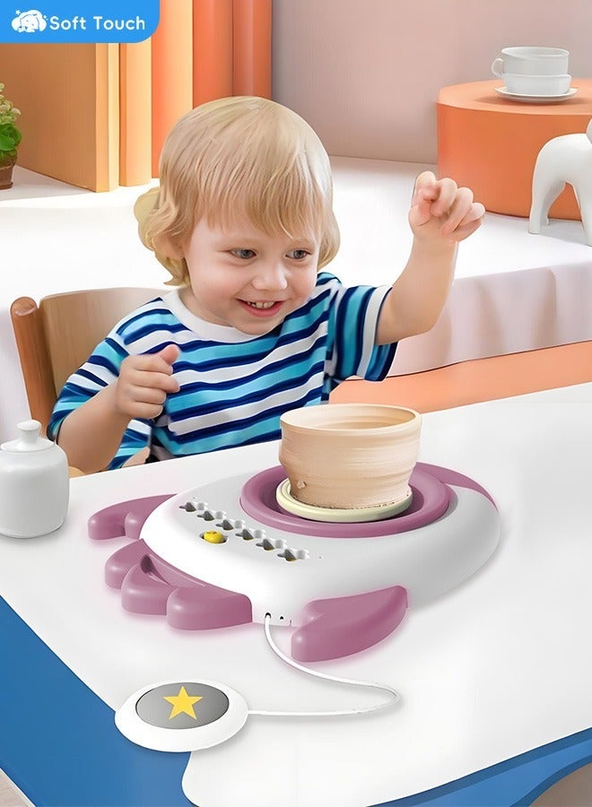 Soft Touch Pottery Wheel for Kids Complete Pottery Wheel and Painting Kit with Sculpting Clay Air Dry Natural Clay Art Crafts Kits for Kids DIY Toys Kits Clay Maker for Beginners with Modeling Clays Children Handmade Toys - Image 2