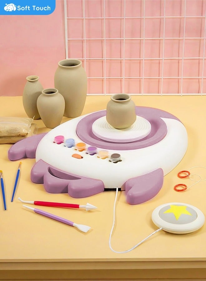 Soft Touch Pottery Wheel for Kids Complete Pottery Wheel and Painting Kit with Sculpting Clay Air Dry Natural Clay Art Crafts Kits for Kids DIY Toys Kits Clay Maker for Beginners with Modeling Clays Children Handmade Toys - Image 1