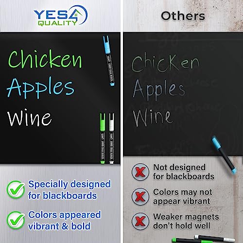 YES4QUALITY Magnetic Black Dry Erase Board for Fridge (12 x 8 inch), Stain-Resistant w/ 3 Magnetic, Fine-Tip Neon Chalk Markers & Eraser by Yes4Quality - Image 5