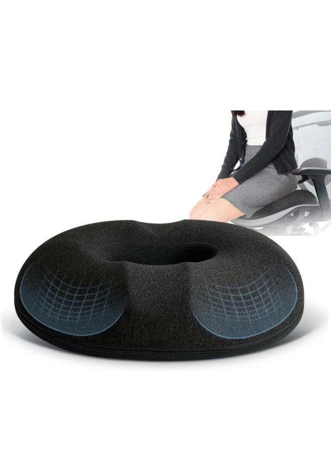 SKY-TOUCH Memory Foam Seat Cushion, Donut Pillow Pain Relief for Prostate, Pregnancy, Coccyx Pain, Surgery, Sciatica, Car Home Office Seat Cushions Black - Image 1