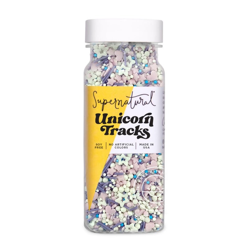 Supernatural Unicorn Tracks Natural Confetti Sprinkles, Heart & Star Shapes, Organic Dye Free, Soy Free, Gluten Free, Vegan, 3oz - Image 1
