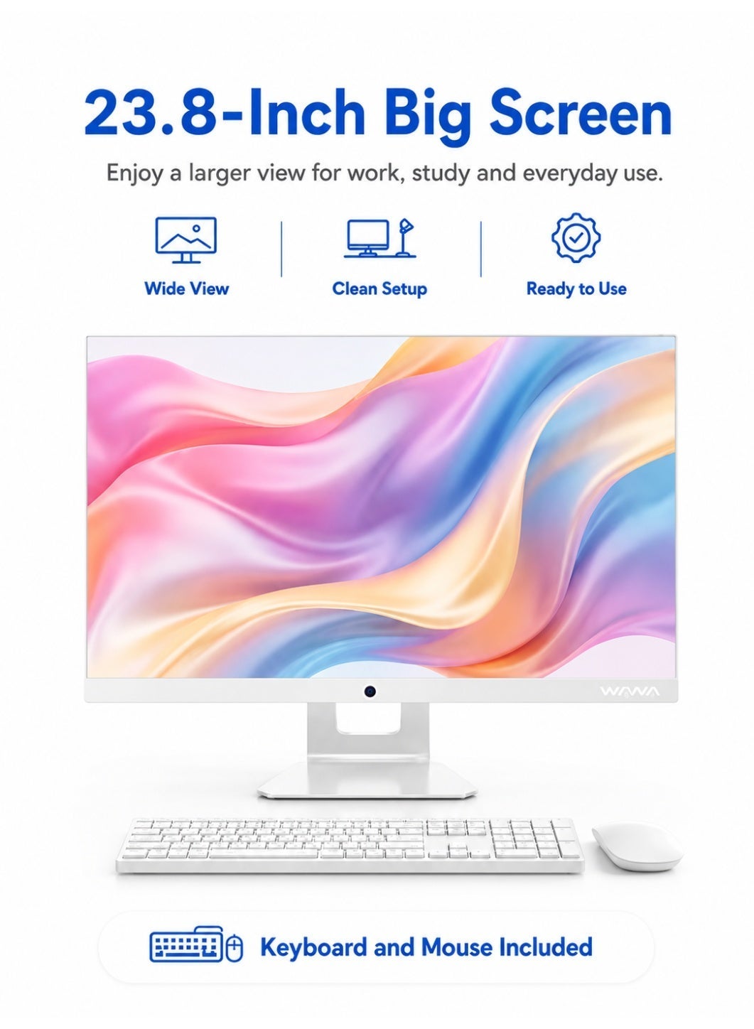 All-In-One 24-inch Desktop, Core i7-4790 Processor/8GB RAM/256GB SSD/With Keyboard And Mouse/Intel UHD Graphics/Windows 10 English /White/E240