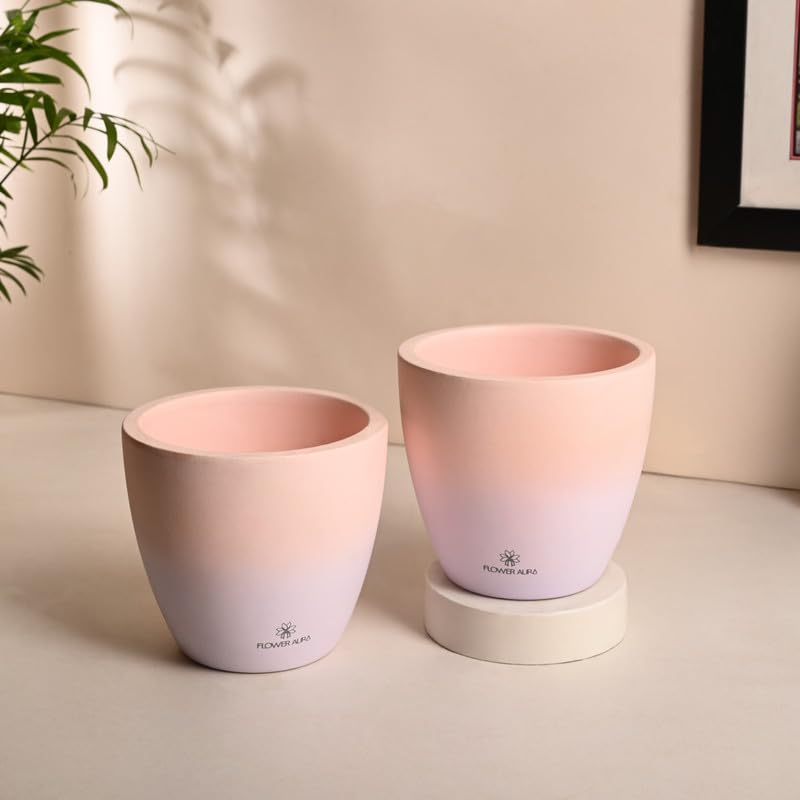 Floweraura FlowerAura Designer Pink Premium Terracotta Pot for Artificial Live Indoor Plants Planter for HomeOffice Decor Living Room Kitchen Balcony Bedroom Table Top Occasions Gifts Set of 2  - Image 3