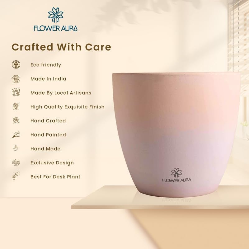 Floweraura FlowerAura Designer Pink Premium Terracotta Pot for Artificial Live Indoor Plants Planter for HomeOffice Decor Living Room Kitchen Balcony Bedroom Table Top Occasions Gifts Set of 2  - Image 5