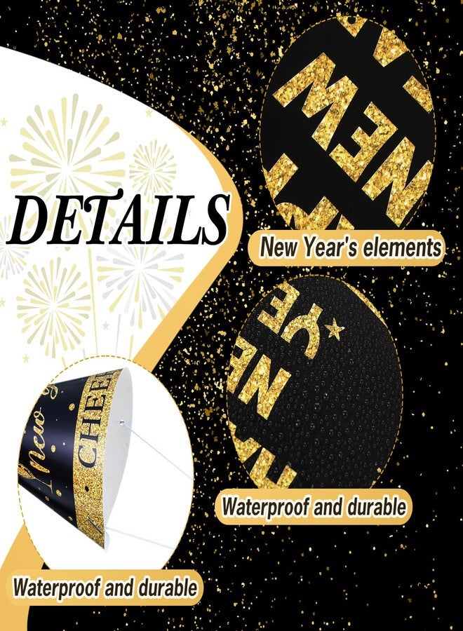Harrycle 24 Pcs Happy New Year Hats 2026 Paper Cone Hat New Year Eve Party Favors Supplies for Adults Photo Props Decorations(Black Gold,Glitter) - Image 4