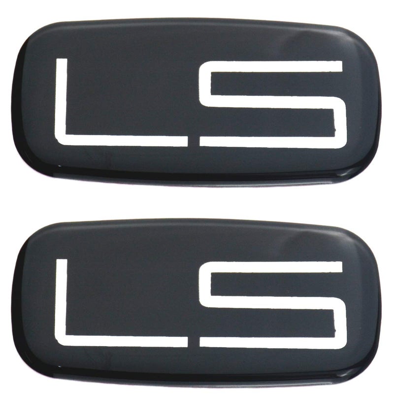 2PCS Epoxy resin LS EMBLEM Badge sticker decal Compatible For 9907 Silverado Suburban ChromeBlack