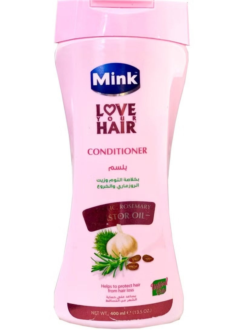 منك مينك بلسم للشعر بالثوم والروزماري وزيت الخروع 400 مل - Image 1