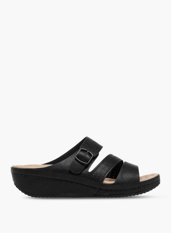 Le Confort Solid Slip-On Sandals with Wedge Heels - Image 2