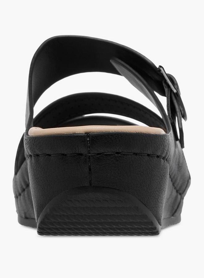 Le Confort Solid Slip-On Sandals with Wedge Heels - Image 4