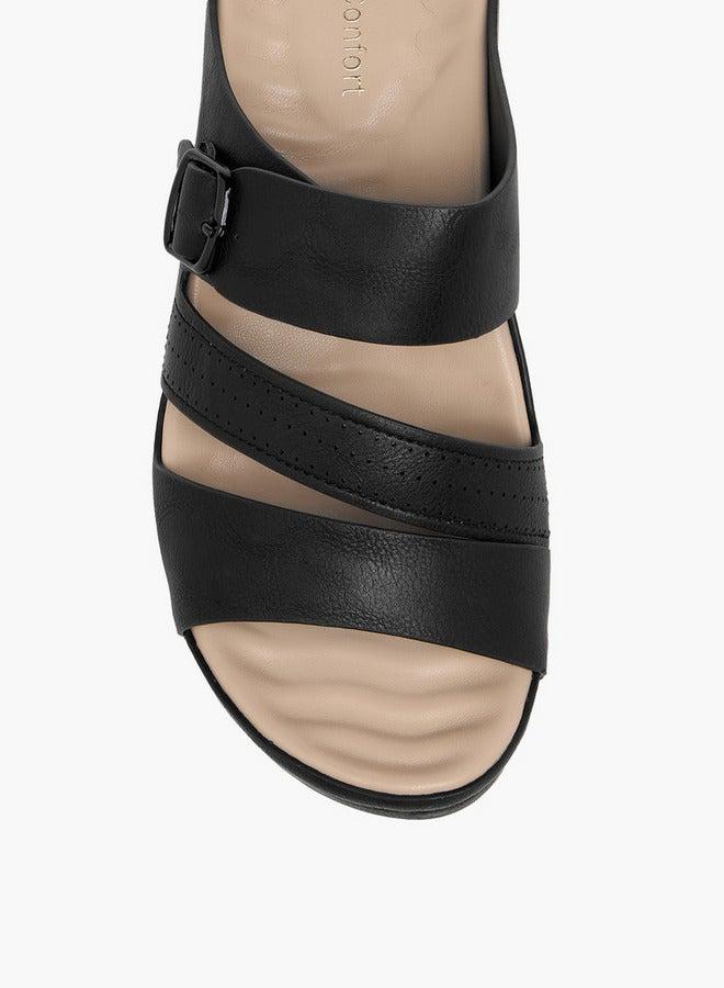 Le Confort Solid Slip-On Sandals with Wedge Heels - Image 5