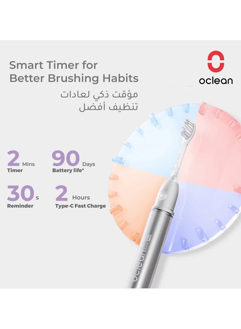 Oclean Ease Pro Smart Toothbrush — Silver — Portable Sonic Cleaning – 90 - Day Battery - Image 4