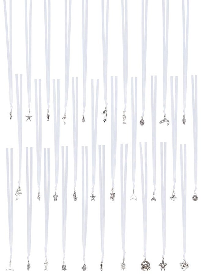 FREEBLOSS 30Pcs White Individual Wedding Cake Pull Bracelets Satin Wedding Cake Charm Pull with Alloy Silver Charm for Birthday Party Wedding Decoration Bridesmaid Charm of Wedding - Image 2