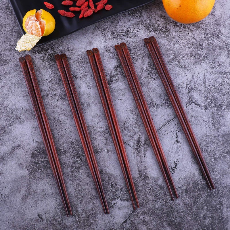 Antner 5 Pairs Hardwood Chopsticks Japanese Style Reusable Hand-Carved Chopsticks Natural Wood Chop Sticks with Gift Box, Dishwasher Safe - Image 5