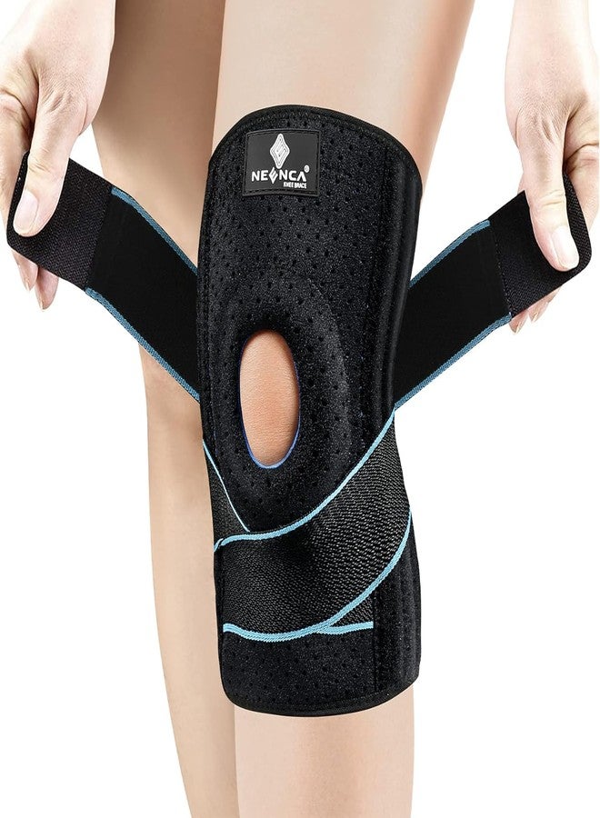 NEENCA NEENCA Knee Brace with Side Stabilizers & Patella Gel Pads, Adjustable Compression Knee Support Braces for Knee Pain, Meniscus Tear,Arthritis, Joint Pain Relief,Injury Recovery - Single (DarkBlue, Large) - Image 1