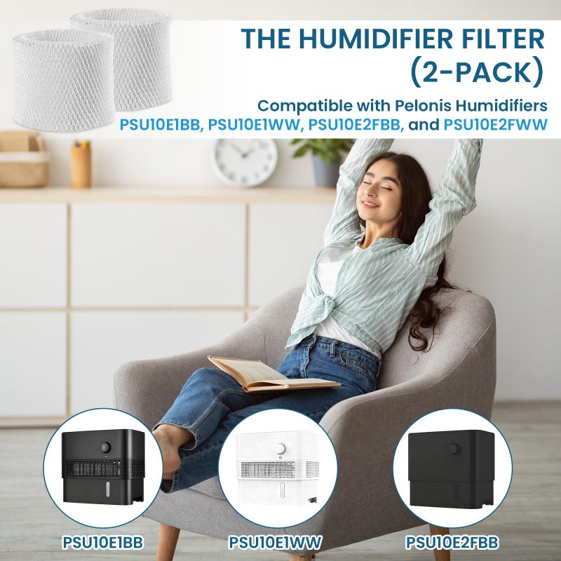 ETZ Humidifier Filter PSU10E1BB (2 Pack), Humidifier Wicking Filter Replacement Compatible with Pelonis Humidifier PSU10E1BB, PSU10E1WW, PSU10E2FBB and PSU10E2FWW - Image 3