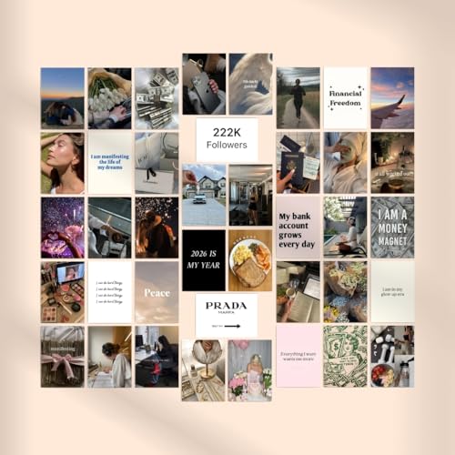 auraposter Manifestation Poster | Vision Board 2026 Supplies (Set of 40) Vision Board for Manifestation Aesthetic | Life Goals Quotes Mini Posters (15 x 10 cm) Manifest Dream Life for Wall, Bedroom, Hostel - Image 1