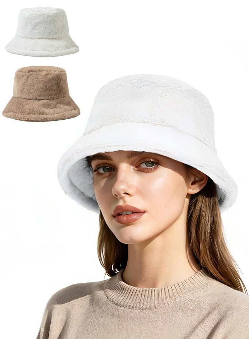 قبعة دلو شتوية دافئة للنساء، مصنوعة من الفرو الناعم، بتصميم أنيق مستوحى من قبعة الصيادين، مناسبة للرجال والنساء. - Image 1