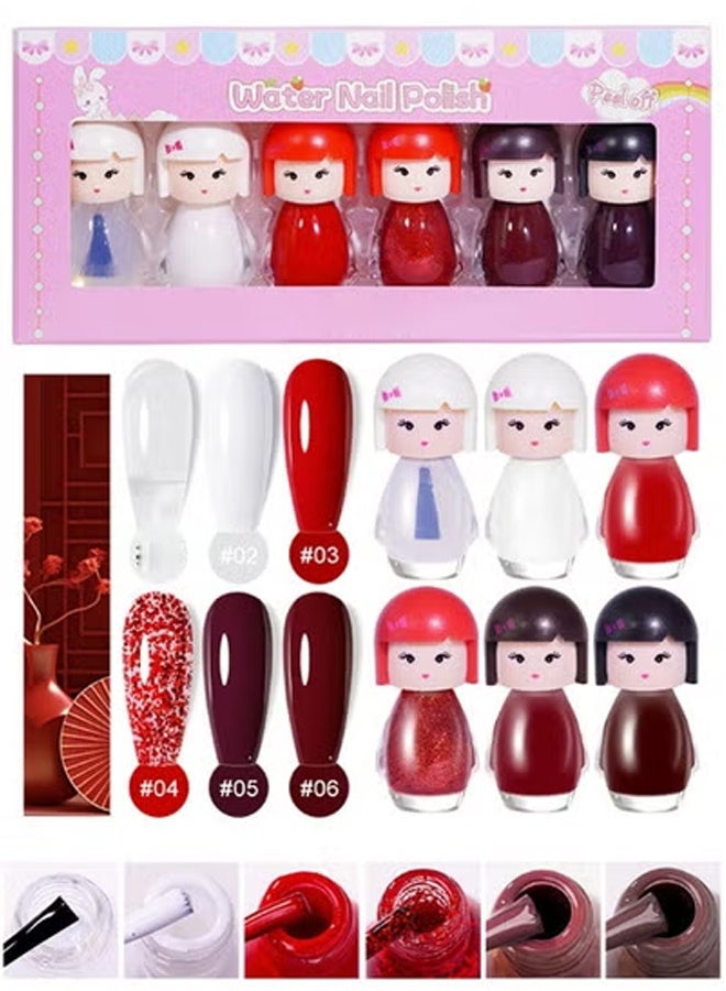 Beauenty Kids Nail Polish, 6 Colors Non-Toxic Water Based Peel-Off Nail Polishs Set, Non Toxic & Safe Nail Polish Set for Girls Ages 5+ for Parties, Birthday and Makeovers (6Colors) - Image 1