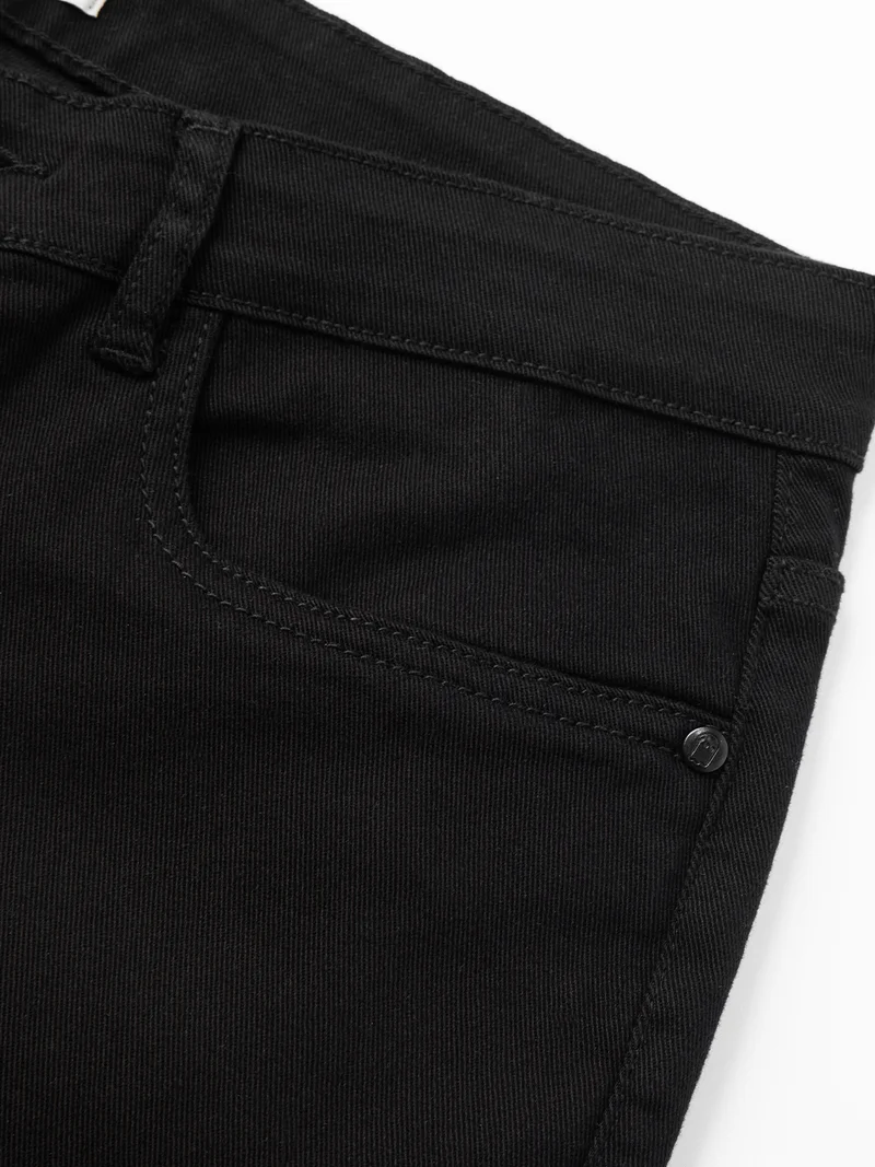 The Souled Store The Souled Store Essential Line: Core Black Men and Boys Zip Fly Solid Cotton Elastane Blend Slim Fit Lightweight Stretchable Everyday Jeans