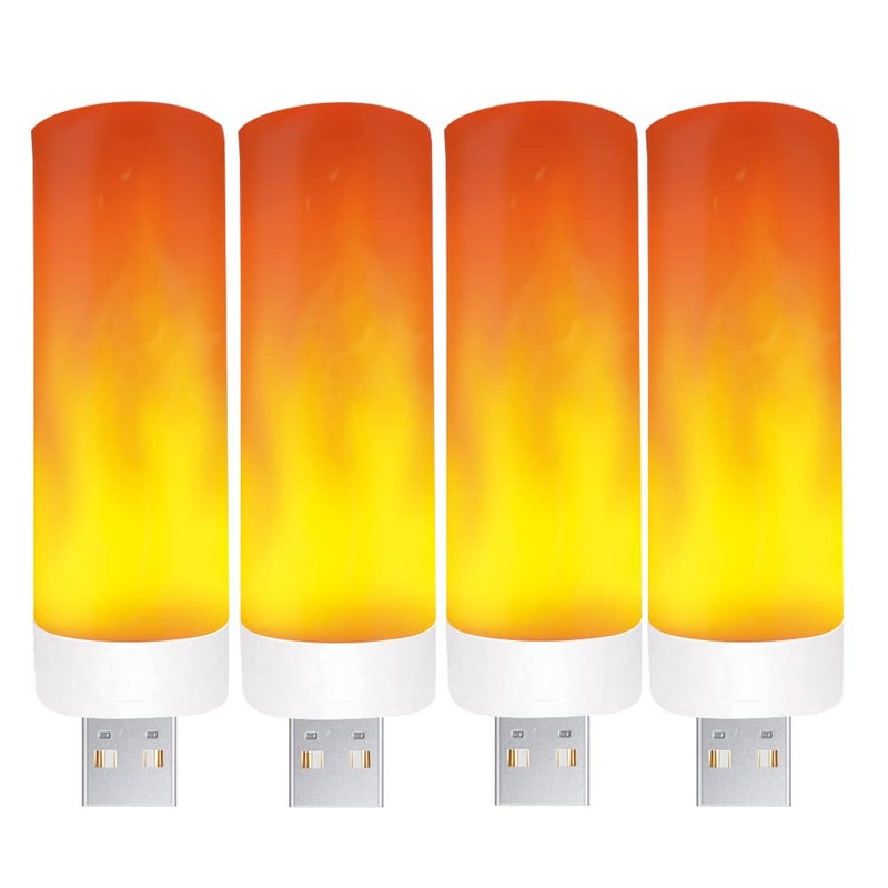 BukNikis LED Flame Light, USB Plug-in Flame Light, Flickering Flameless Candles Tea Lights, Orange Atmosphere Lights (Pack of 4) - Image 1