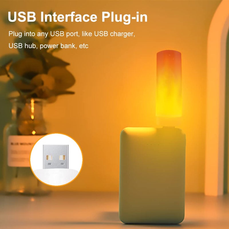 BukNikis LED Flame Light, USB Plug-in Flame Light, Flickering Flameless Candles Tea Lights, Orange Atmosphere Lights (Pack of 4) - Image 3