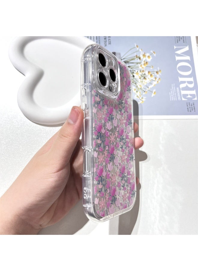 NIBEMINENT Colorful Flowers Protective TPU Case Cover For iPhone 14 Clear - Image 2