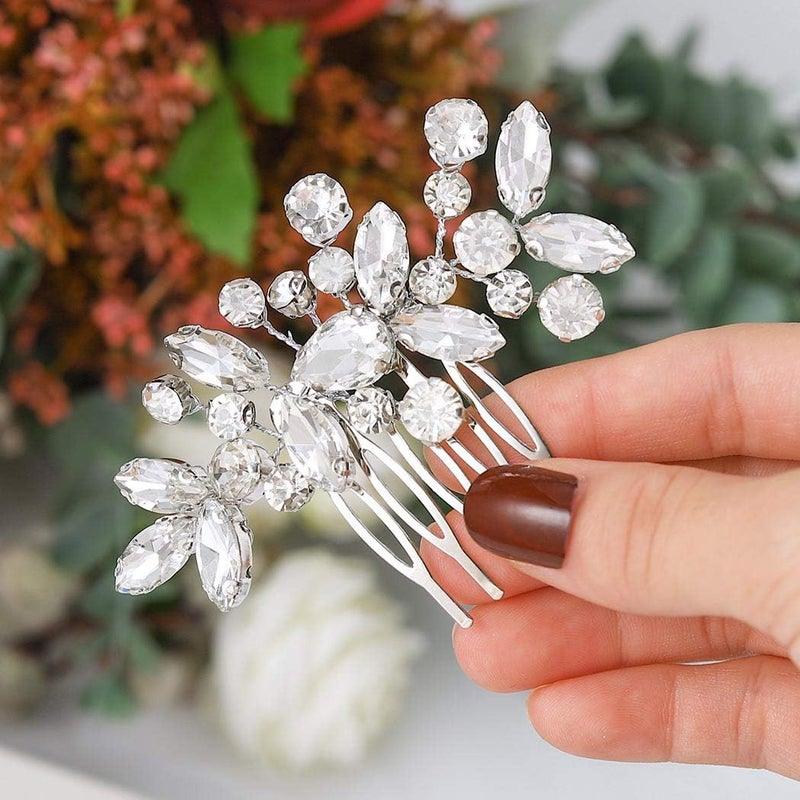 Unicra Bride Wedding Hair Comb Crystal Hair Combs Accessories Bridal Hair Pieces for Women and Girls Silver