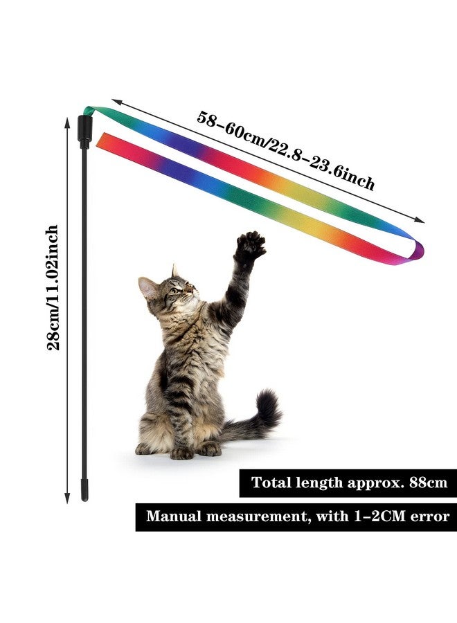 مولين لعبة تفاعلية على شكل عصا قطط، 5 مجموعات من العصي المصنوعة من القماش الملون، لعبة خيطية للقطط للاستخدام الداخلي، ألعاب للحيوانات الأليفة لملحقات تمرين القطط الصغيرة (لعبة خيطية على شكل قوس قزح للقطط) - Image 3