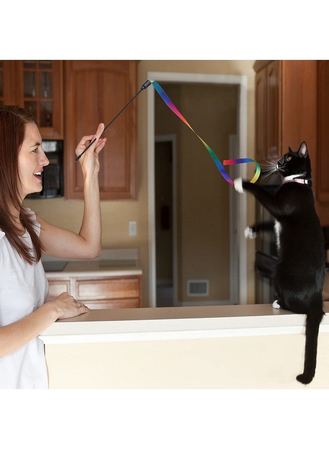 مولين لعبة تفاعلية على شكل عصا قطط، 5 مجموعات من العصي المصنوعة من القماش الملون، لعبة خيطية للقطط للاستخدام الداخلي، ألعاب للحيوانات الأليفة لملحقات تمرين القطط الصغيرة (لعبة خيطية على شكل قوس قزح للقطط) - Image 4