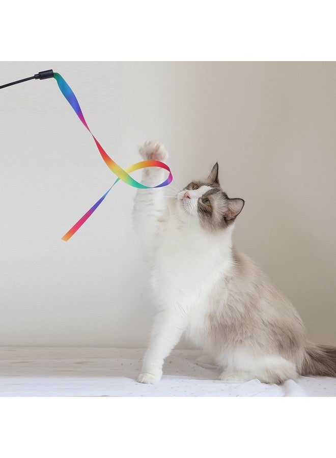 مولين لعبة تفاعلية على شكل عصا قطط، 5 مجموعات من العصي المصنوعة من القماش الملون، لعبة خيطية للقطط للاستخدام الداخلي، ألعاب للحيوانات الأليفة لملحقات تمرين القطط الصغيرة (لعبة خيطية على شكل قوس قزح للقطط) - Image 2