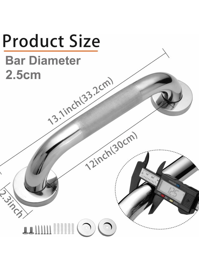 Shower Grab Bar, 2 Pack 12 Inch Bathroom Grab Bar, 304 Stainless Steel Anti-Slip Handicap Grab Bar Support Shower Rail Senior Handrail Shower Safety Bar Handle  - Image 2
