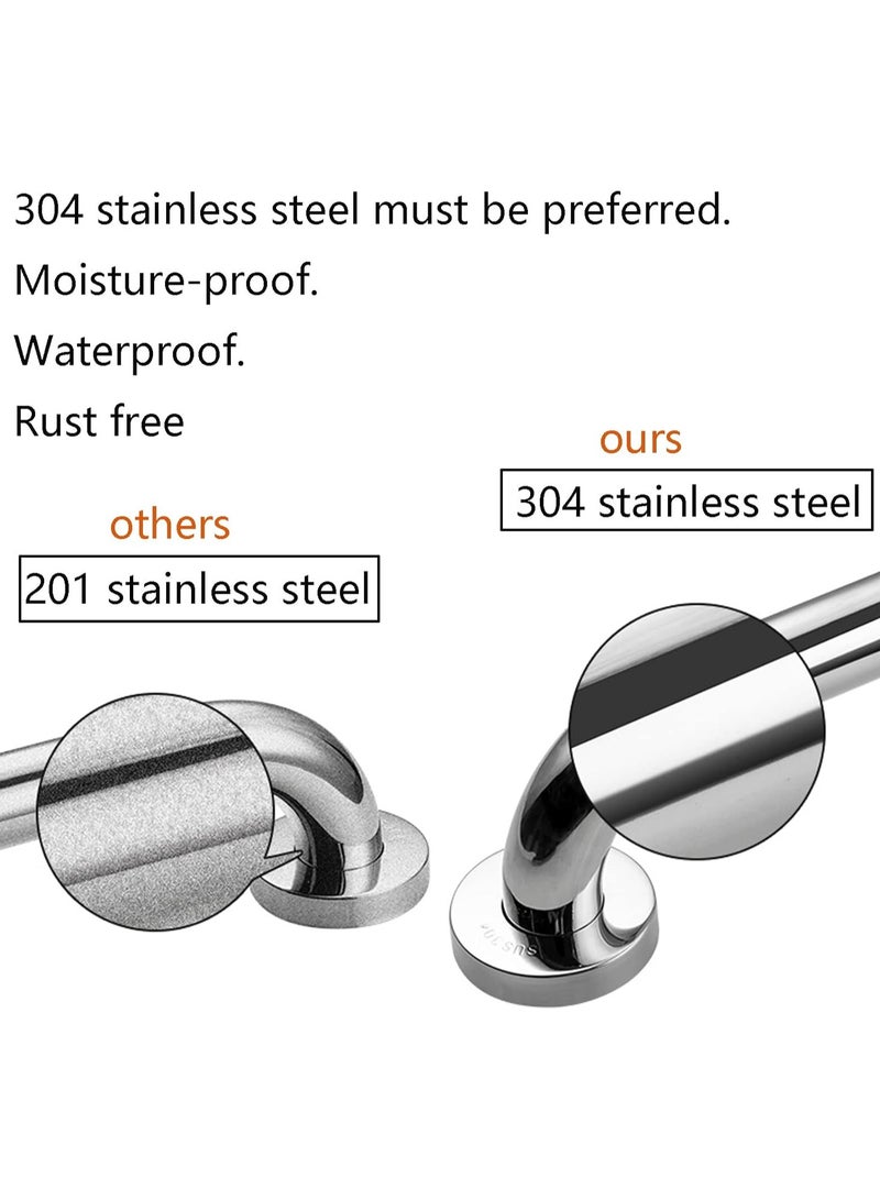 Shower Grab Bar, 2 Pack 12 Inch Bathroom Grab Bar, 304 Stainless Steel Anti-Slip Handicap Grab Bar Support Shower Rail Senior Handrail Shower Safety Bar Handle  - Image 3