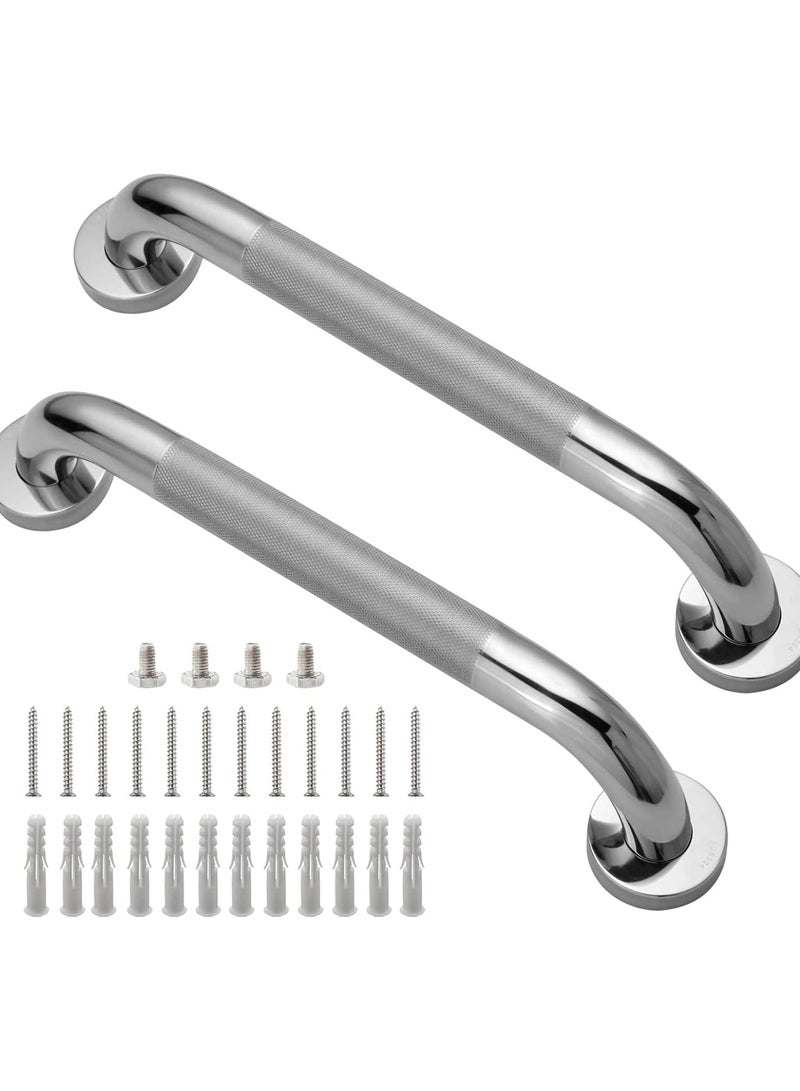 Shower Grab Bar, 2 Pack 12 Inch Bathroom Grab Bar, 304 Stainless Steel Anti-Slip Handicap Grab Bar Support Shower Rail Senior Handrail Shower Safety Bar Handle  - Image 1