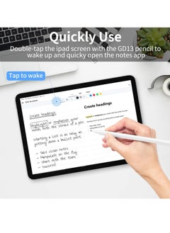 Generic GD 13th Generation Stylus Pen with Wireless Charging, Tilt, and Active Palm Rejection Technology Compatible with iPad Pro 12.9 3-4-5 iPad 11 1-2-3 Air 4-5 Mini 6 White  - Image 4