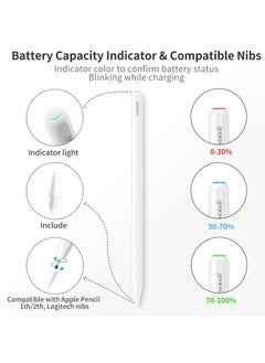 Generic GD 13th Generation Stylus Pen with Wireless Charging, Tilt, and Active Palm Rejection Technology Compatible with iPad Pro 12.9 3-4-5 iPad 11 1-2-3 Air 4-5 Mini 6 White  - Image 5
