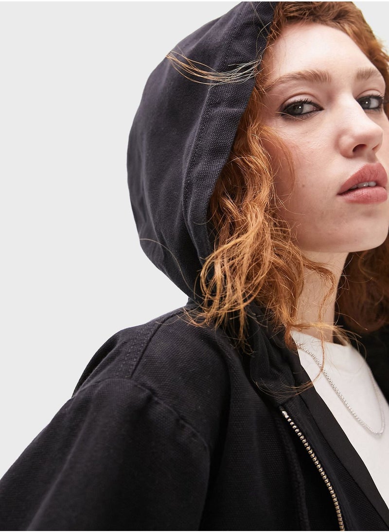 TOPSHOP - Zip Through Hooded Jacket - Image 1