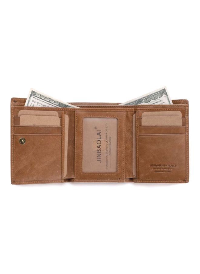 NIBEMINENT Bi-Fold Leather Wallet Light coffee  - Image 4