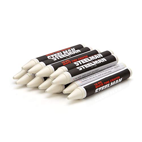 Steelman White Tire Marking Crayons for Mechanics, Marks Damage on Wet and Dry Tires, Box of 12 - Image 1